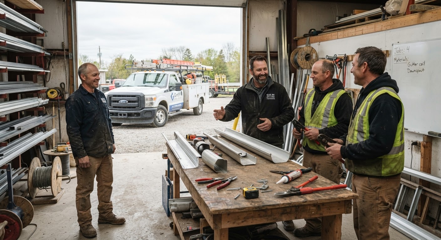 The Guelph Eavestrough Pros team at work in Guelph